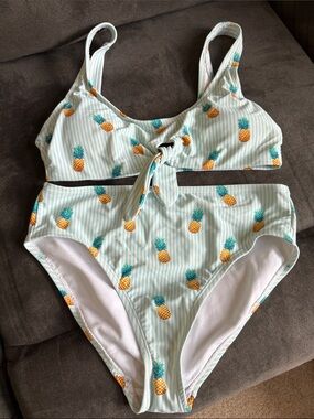 Pineapple Print Mint Two-Piece Swim Set